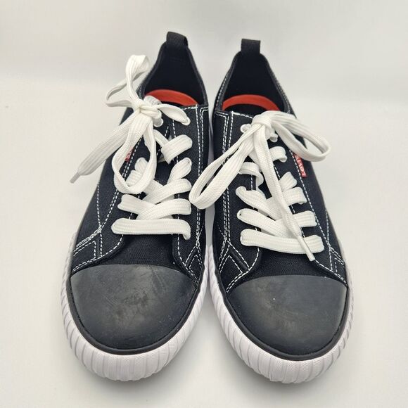 Levi's Anika C Casual Sneaker Canvas Lace Up Shoe Black Rubber Toe Women's 8.5 - Picture 2 of 8
